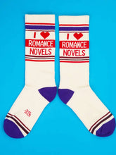 Load image into Gallery viewer, Gumball Poodle - I ❤️ Romance Novels Gym Crew Socks