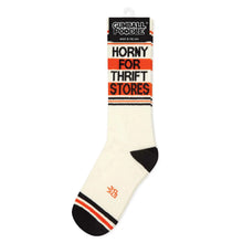 Load image into Gallery viewer, Gumball Poodle - Horny For Thrift Stores Gym Crew Socks