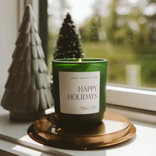 Load image into Gallery viewer, Sweet Water Decor - Happy Holidays Soy Candle Matte Green Jar 15oz