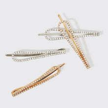 Load image into Gallery viewer, Kitsch - Metal Rhinestone Drop Bobby Pins 4pc Set - Gold/Silver