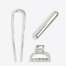 Load image into Gallery viewer, Kitsch - Mini Metal French Hair Pin & Clips 3pc Set - Silver