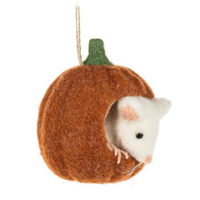 Load image into Gallery viewer, Mouse in Small Pumpkin Ornament