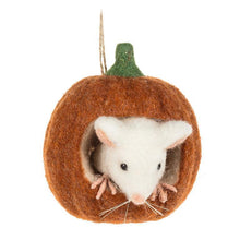 Load image into Gallery viewer, Mouse in Small Pumpkin Ornament