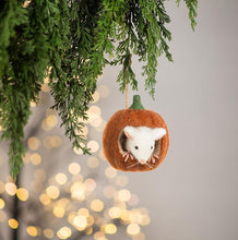 Load image into Gallery viewer, Mouse in Small Pumpkin Ornament