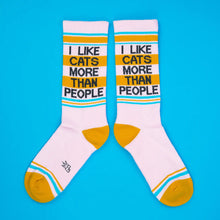 Load image into Gallery viewer, Gumball Poodle - I Like Cats More Than People Gym Crew Socks