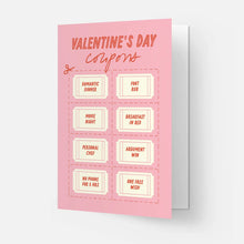 Load image into Gallery viewer, V-Day Coupons Valentines Day Greeting Card
