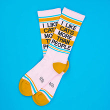 Load image into Gallery viewer, Gumball Poodle - I Like Cats More Than People Gym Crew Socks