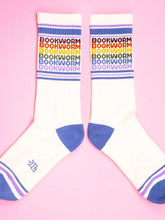 Load image into Gallery viewer, Gumball Poodle - Bookworm - Vintage Rainbow Repeat Gym Crew Socks