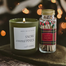 Load image into Gallery viewer, Sweet Water Decor - Snow Covered Pines Soy Candle Matte Olive Green Jar 15oz