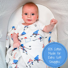 Load image into Gallery viewer, LollyBanks - Pass, Shoot, Score Baby Muslin Swaddle Blanket