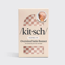 Load image into Gallery viewer, Kitsch - Oversized Satin Bonnet - Terracotta Checker
