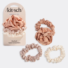 Load image into Gallery viewer, Kitsch - Rosette Ruched Satin Scrunchies 3pc Set - Terracotta