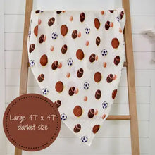 Load image into Gallery viewer, LollyBanks - Go Sports! Baby Muslin Swaddle Blanket