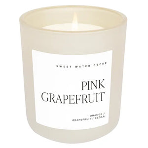 Sweet Water Decor - Pink Grapefruit Soy Candle White Jar 15oz