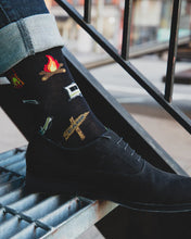 Load image into Gallery viewer, Memoi -  Men's Happy Camper Bamboo Blend Novelty Crew Sock
