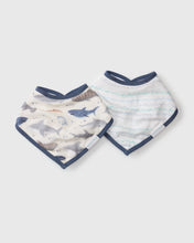 Load image into Gallery viewer, LouLou Lollipop Smiley Sharks Muslin Bandana Bib Set