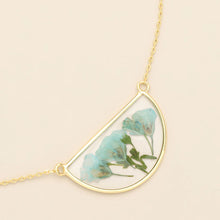 Load image into Gallery viewer, Pressed Flower Necklace - Blue Baby's Breath/Gold