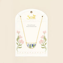Load image into Gallery viewer, Pressed Flower Necklace - Purple Cornflower/Gold
