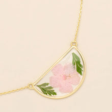 Load image into Gallery viewer, Pressed Flower Necklace - Pink Cherry Blossom/Gold
