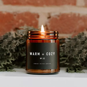 Sweet Water Decor - Warm + Cozy Amber Jar Soy Candle 9oz