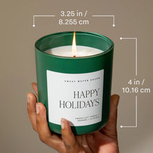 Load image into Gallery viewer, Sweet Water Decor - Happy Holidays Soy Candle Matte Green Jar 15oz