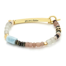Load image into Gallery viewer, Scout - Hidden Message Bracelet - Badass/Larimar/Gold