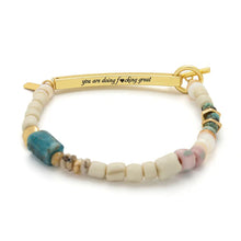 Load image into Gallery viewer, Scout - Hidden Message Bracelet - F♥cking Great/Blue Apatite/Gold