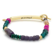 Load image into Gallery viewer, Scout - Hidden Message Bracelet - Strong AF/Amethyst/Gold