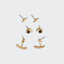 Load image into Gallery viewer, Scout - Stud Trio Ear Jacket Set - Moon/Black Spinel/Gold