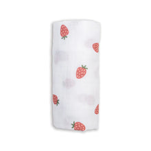 Load image into Gallery viewer, Lulujo Swaddle Blanket Muslin Cotton Strawberries