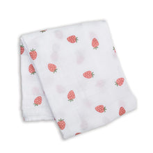 Load image into Gallery viewer, Lulujo Swaddle Blanket Muslin Cotton Strawberries