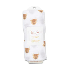 Load image into Gallery viewer, Lulujo Swaddle Blanket Muslin Cotton Highland Cow