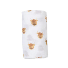 Load image into Gallery viewer, Lulujo Swaddle Blanket Muslin Cotton Highland Cow