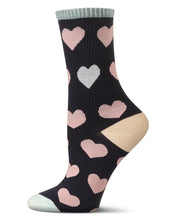 Load image into Gallery viewer, MeMoi - Radiate Love Glitter Heart Crew Socks