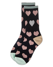 Load image into Gallery viewer, MeMoi - Radiate Love Glitter Heart Crew Socks