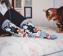 Load image into Gallery viewer, MeMoi - Women's Multi Cat Club Bamboo Blend Crew Socks