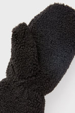 Load image into Gallery viewer, Look By M - Black Sherpa Teddy Mittens