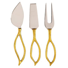 Load image into Gallery viewer, Gold Leaf-Shaped Handle Cheese Knives Set