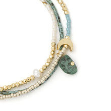 Load image into Gallery viewer, Scout - Mixed Media Wrap Bracelet/Necklace - Transformation/African Turquoise/Gold