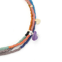 Load image into Gallery viewer, Scout - Mixed Media Wrap Bracelet/Necklace - Protection/Amethyst/Gold/Silver