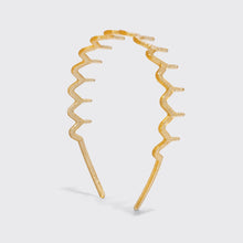 Load image into Gallery viewer, Kitsch - Recycled Plastic Zigzag Headbands 2pc Set - Gold & Silver