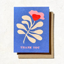 Load image into Gallery viewer, Thank You Blue Abstract Floral Card