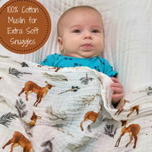 Load image into Gallery viewer, LollyBanks - Oh Deer Baby Muslin Swaddle Blanket