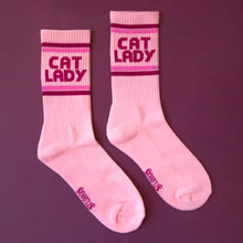 Load image into Gallery viewer, Cat Lady Ribbed Crew Socks