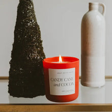 Load image into Gallery viewer, Sweet Water Decor - Candy Cane And Cocoa Soy Candle Matte Red Jar 15oz