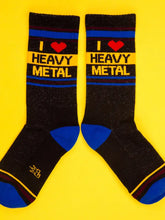Load image into Gallery viewer, Gumball Poodle - I ❤️ Heavy Metal Gym Crew Socks