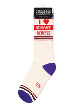 Load image into Gallery viewer, Gumball Poodle - I ❤️ Romance Novels Gym Crew Socks