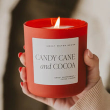 Load image into Gallery viewer, Sweet Water Decor - Candy Cane And Cocoa Soy Candle Matte Red Jar 15oz