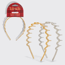 Load image into Gallery viewer, Kitsch - Recycled Plastic Zigzag Headbands 2pc Set - Gold & Silver