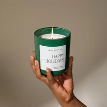 Load image into Gallery viewer, Sweet Water Decor - Happy Holidays Soy Candle Matte Green Jar 15oz